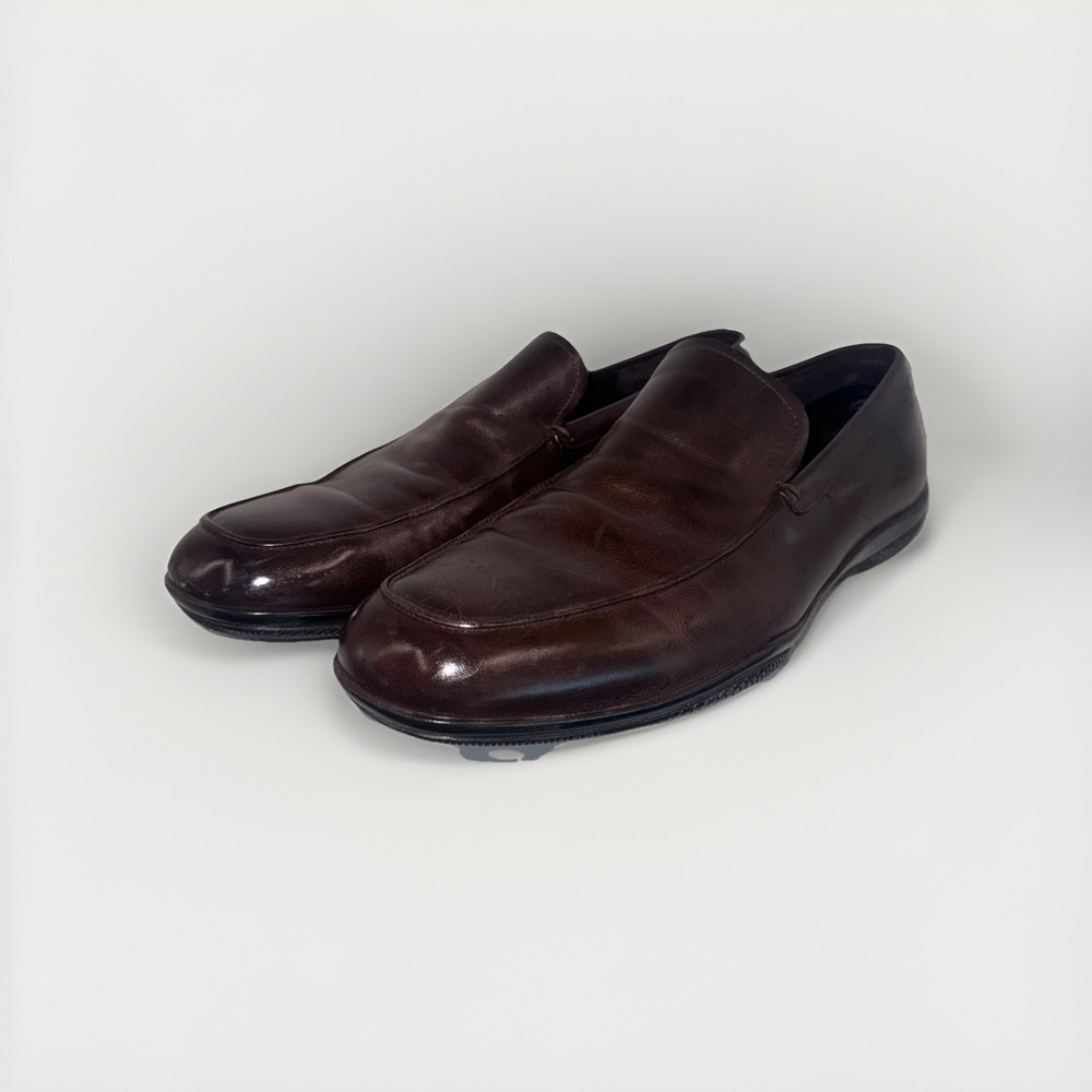 PRADA LOAFERS LEATHER CASUAL SLIP ON SHOES MENS AUTHENTIC SIZE 11
